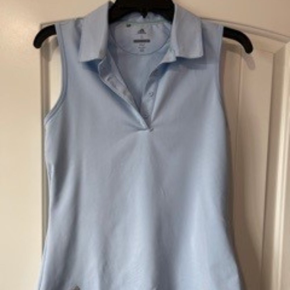Adidas Golf Sleeveless Athletic Collared light blue top - Small